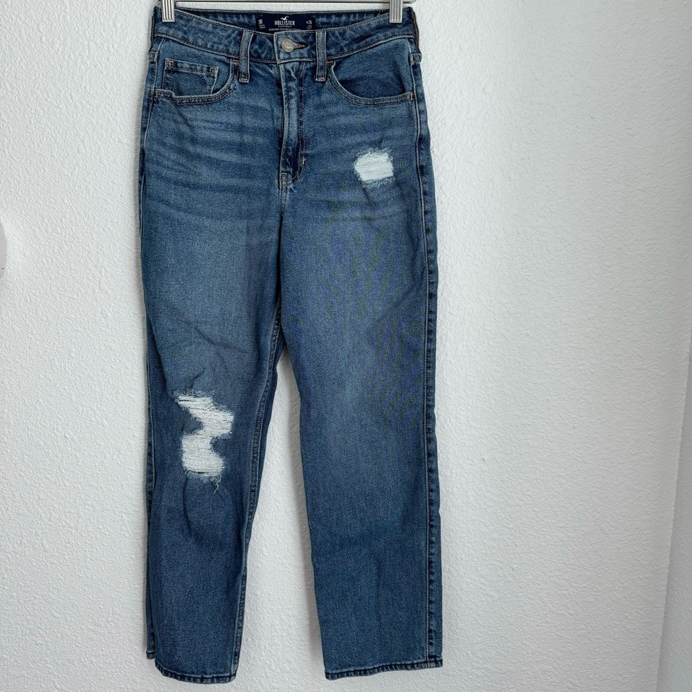 Hollister ultra high rise vintage straight blue denim jean size 3